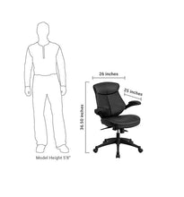 Flash Furniture Mid-Back Black Leather Executive Swivel Office Chair With Back Angle Adjustment And Flip-Up Arms