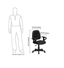 Flash Furniture Mid-Back Black Leather Ergonomic Swivel Task Chair With Height Adjustable Arms