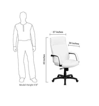 Flash Furniture High Back White Leather Executive Swivel Office Chair With Memory Foam Padding