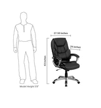 Flash Furniture High Back Massaging Black Leather Executive Swivel Office Chair With Silver Base