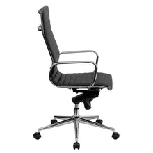 Flash Furniture High Back Black Ribbed Upholstered Leather Executive Swivel Office Chair