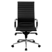 Flash Furniture High Back Black Ribbed Upholstered Leather Executive Swivel Office Chair