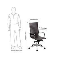 Flash Furniture High Back Brown Ribbed Upholstered Leather Executive Swivel Office Chair