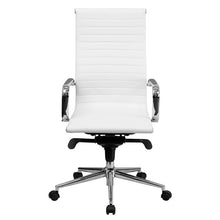 Flash Furniture High Back White Ribbed Upholstered Leather Executive Swivel Office Chair