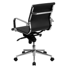 Flash Furniture Mid-Back Black Ribbed Upholstered Leather Swivel Conference Chair