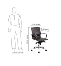 Flash Furniture Mid-Back Brown Ribbed Upholstered Leather Swivel Conference Chair