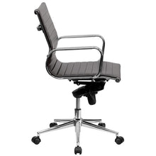 Flash Furniture Mid-Back Brown Ribbed Upholstered Leather Swivel Conference Chair