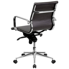 Flash Furniture Mid-Back Brown Ribbed Upholstered Leather Swivel Conference Chair