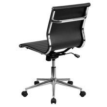 Flash Furniture Mid-Back Armless Black Ribbed Upholstered Leather Swivel Conference Chair