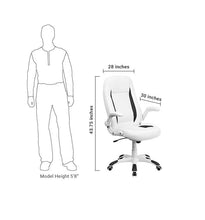 Flash Furniture High Back White Leather Executive Swivel Office Chair With Flip-Up Arms
