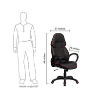 Flash Furniture High Back Black Vinyl Executive Swivel Office Chair With Red Pipeline Border
