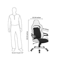 Flash Furniture High Back White Vinyl Executive Swivel Office Chair With Black Fabric Inserts