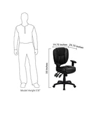 Flash Furniture Mid-Back Black Leather Multi-Functional Ergonomic Swivel Task Chair With Height Adjustable Arms