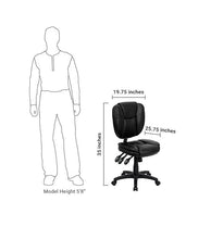 Flash Furniture Mid-Back Black Leather Multi-Functional Ergonomic Swivel Task Chair