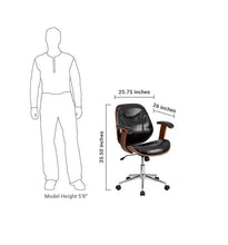 Flash Furniture Mid-Back Black Leather Executive Wood Swivel Office Chair