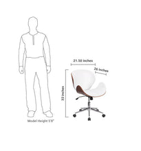 Flash Furniture Mid-Back Walnut Wood Swivel Conference Chair In White Leather