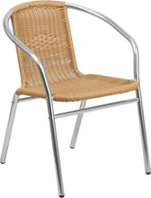 Flash Furniture Aluminum And Rattan Commercial Indoor-Outdoor Restaurant Stack Chair - Set of 2