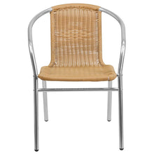 Flash Furniture Aluminum And Rattan Commercial Indoor-Outdoor Restaurant Stack Chair - Set of 2