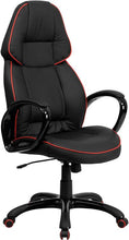 Flash Furniture High Back Black Vinyl Executive Swivel Office Chair With Red Pipeline Border